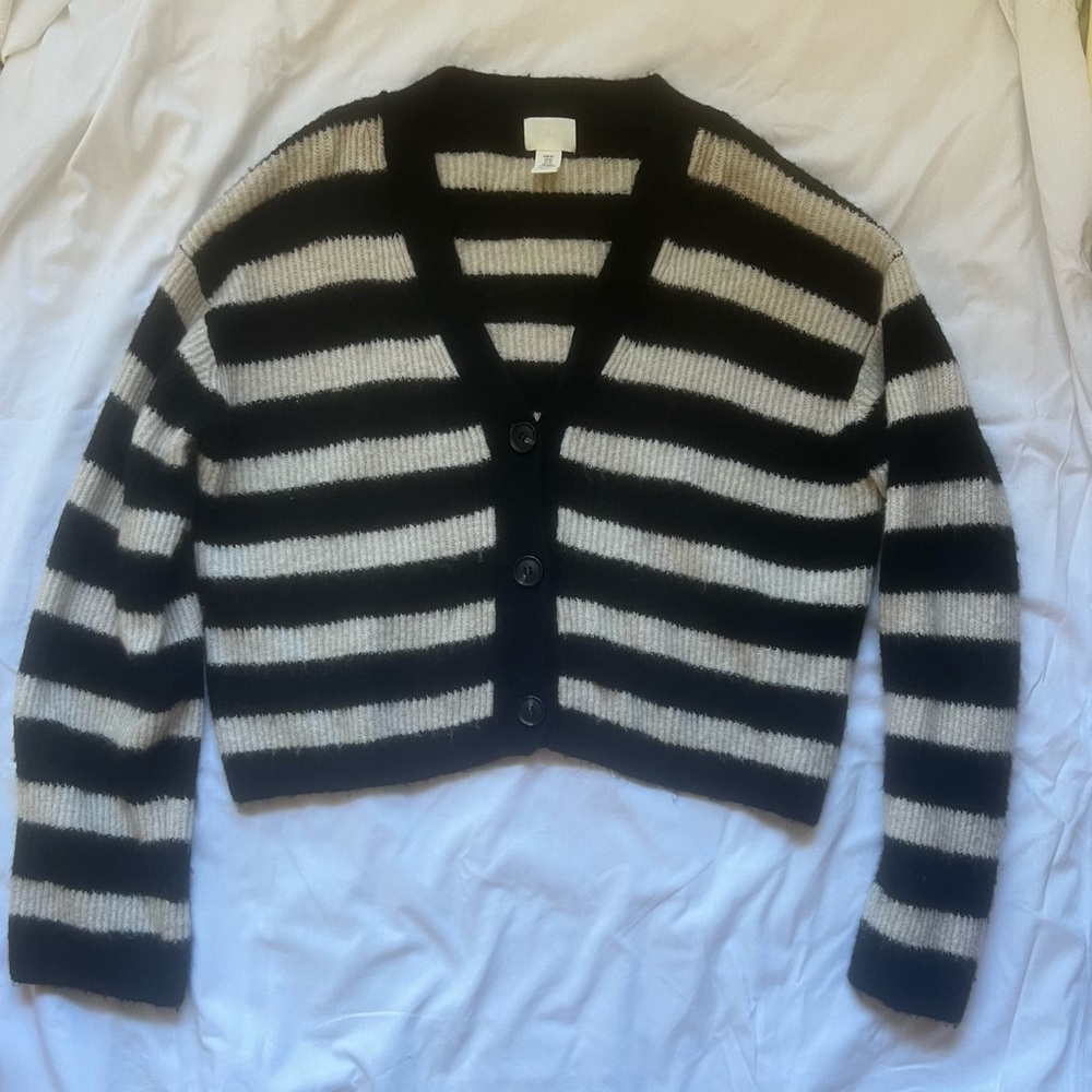 Striped Black and Cream Women's Sweater
